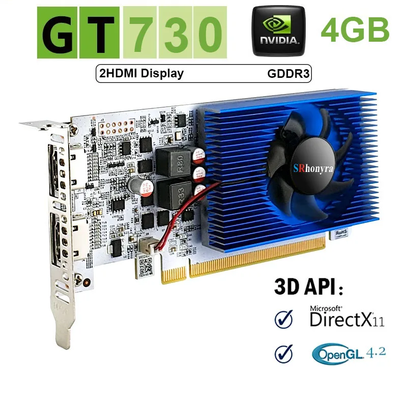 Karta graficzna SRhonyra GT 730/RX 550/GT 1030/GTX1050/GTX 1050Ti 4GB Low Profile kompatybilna z SFF/Thin ITX/HTPC PC