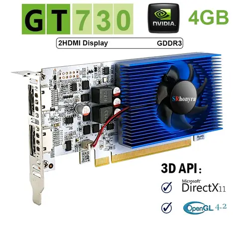 Scheda grafica SRhonyra GT730 RX550 GT1030 GTX1050 1050Ti 4GB a basso profilo, GPU a basso profilo per SFF, PC industriali e mini PC OPS