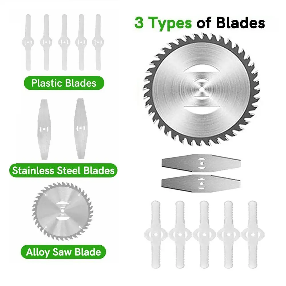 무선 잔디 깎는 기계 블레이드, 잔디 스트링 트리머 커터, 플라스틱 금속 잔디 커터, 정원 도구용 잡초 블레이드, 8 팩