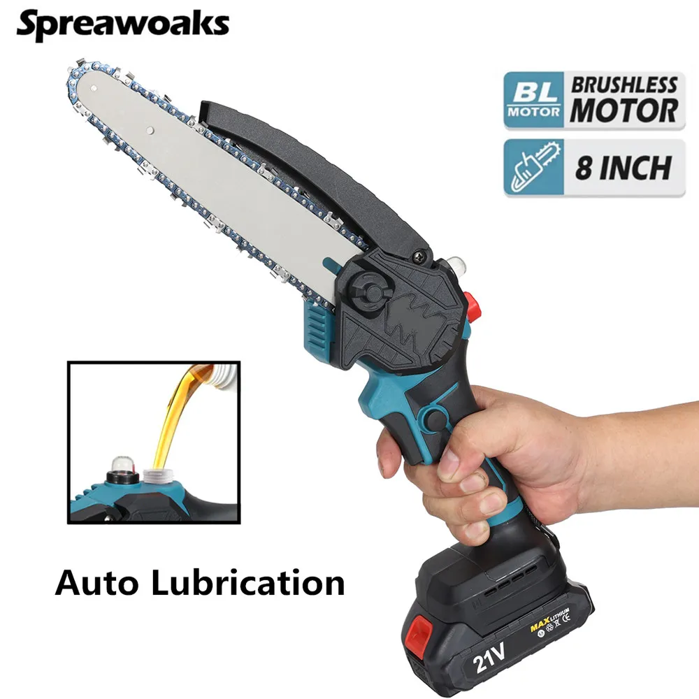 

Brushless 8 Inch Chainsaw With Auto Lubrication System Cordless Electric Saw Garden Power Tools For Makita 18V Battery