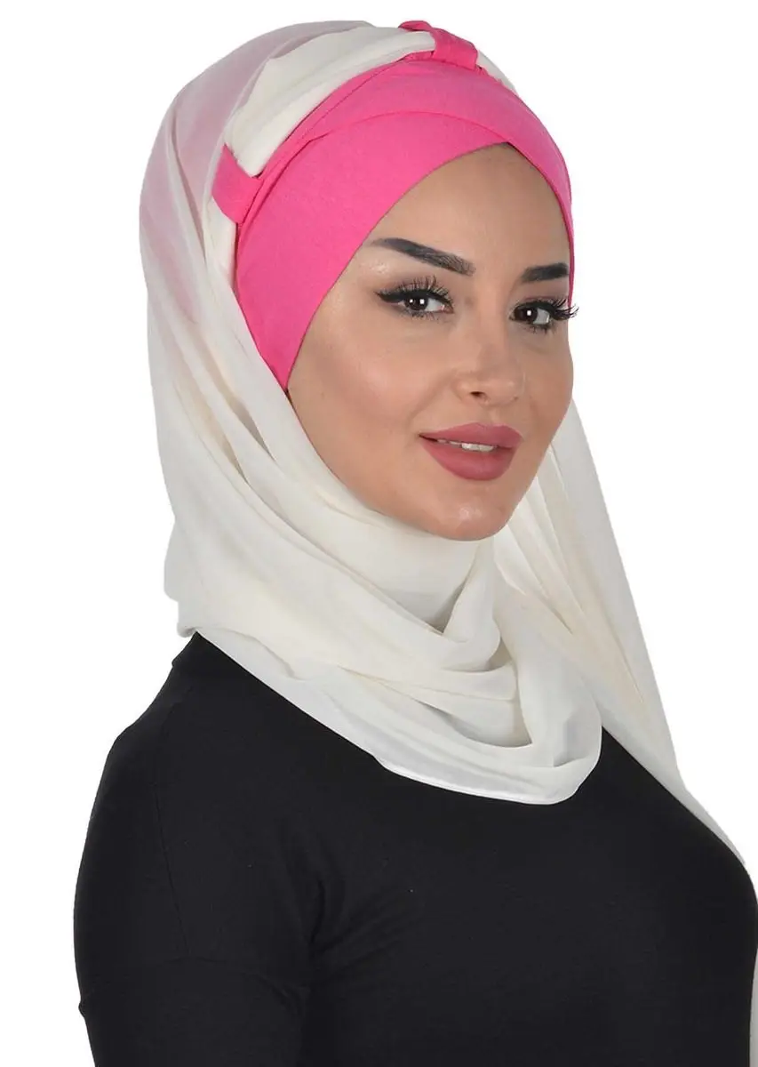 Combed cotton chiffon shawl fuchsia