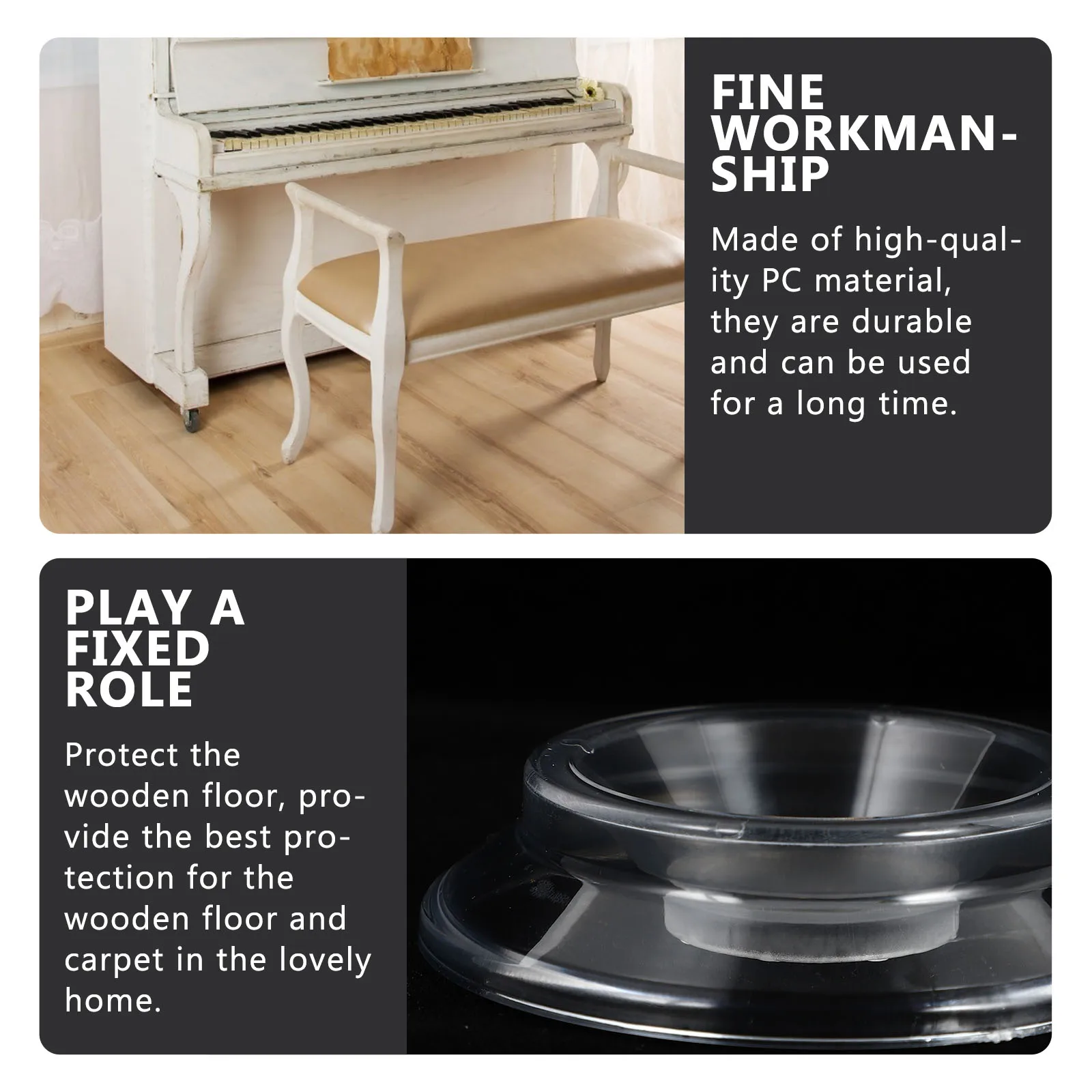 

8Pcs Anti-Skid Piano Mats High-Quality Pc Material Long-Lasting Protection for Wooden Floors Carpets Piano Mats