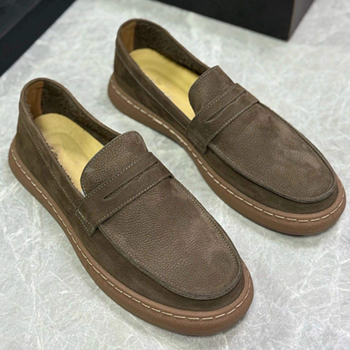 

Maxdutti British Men's Business Casual Leather Shoes Top Quality Comfortable Genuine Leather Flat Moccasins Shoes Men