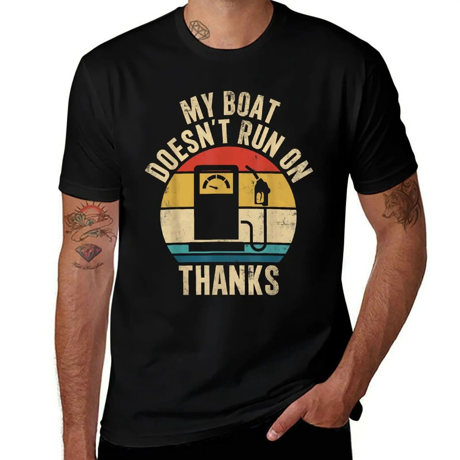 My Boat Doesn't Run On Thanks T-Shirt Art Pattern Printed Casual Top T-Shirt