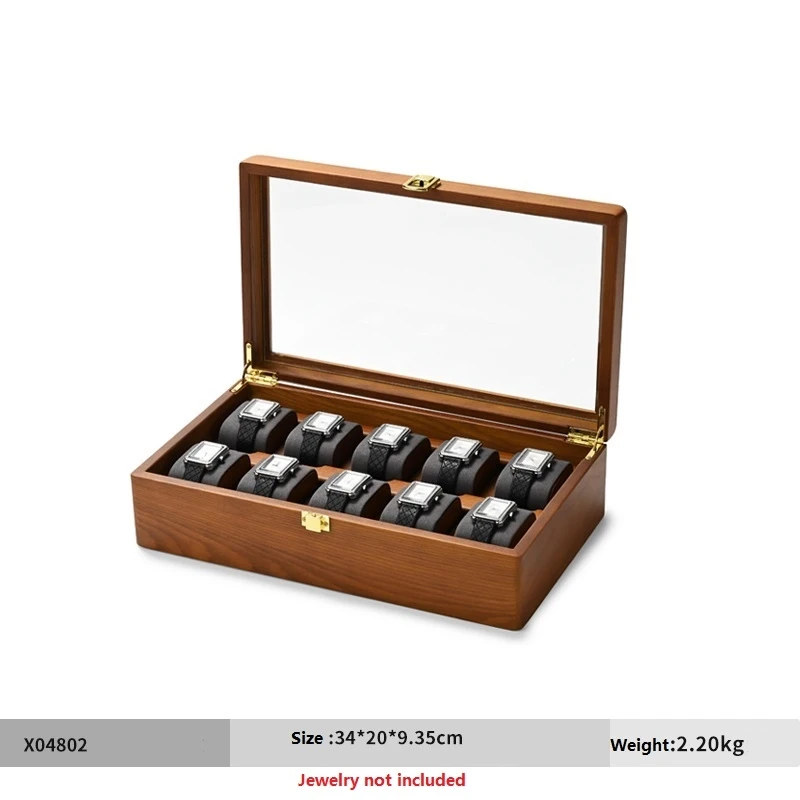 Oirlv 10-roosters horlogedoos Houten sieradendoos Horloges Organizer Mannen Vrouwen Mechanische horloges Opbergdoos Horloge Display Box