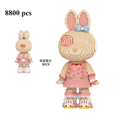 The latest 55CM pink dress girl Momo rabbit splicing building block toy model living room decoration small particle gift for chi