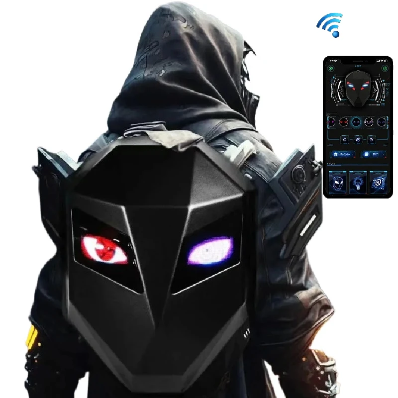 

Новый велосипедный рюкзак LOY LED Knight с глазком, мотоциклетный шлем, водонепроницаемый Mochila, Bluetooth, управление через приложение, твердый корпус, сумки для ноутбуков