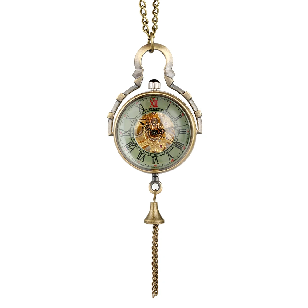 Steampunk Transparent Glass Ball Mechanical Pendant Pocket Watch Chain New P100