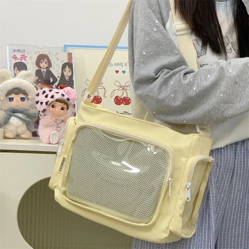 Trendy Transparent Crossbody Bag for Girls Large Capacity Shoulder Bags Fashionable School Style Texture and Versatile Ita Bag