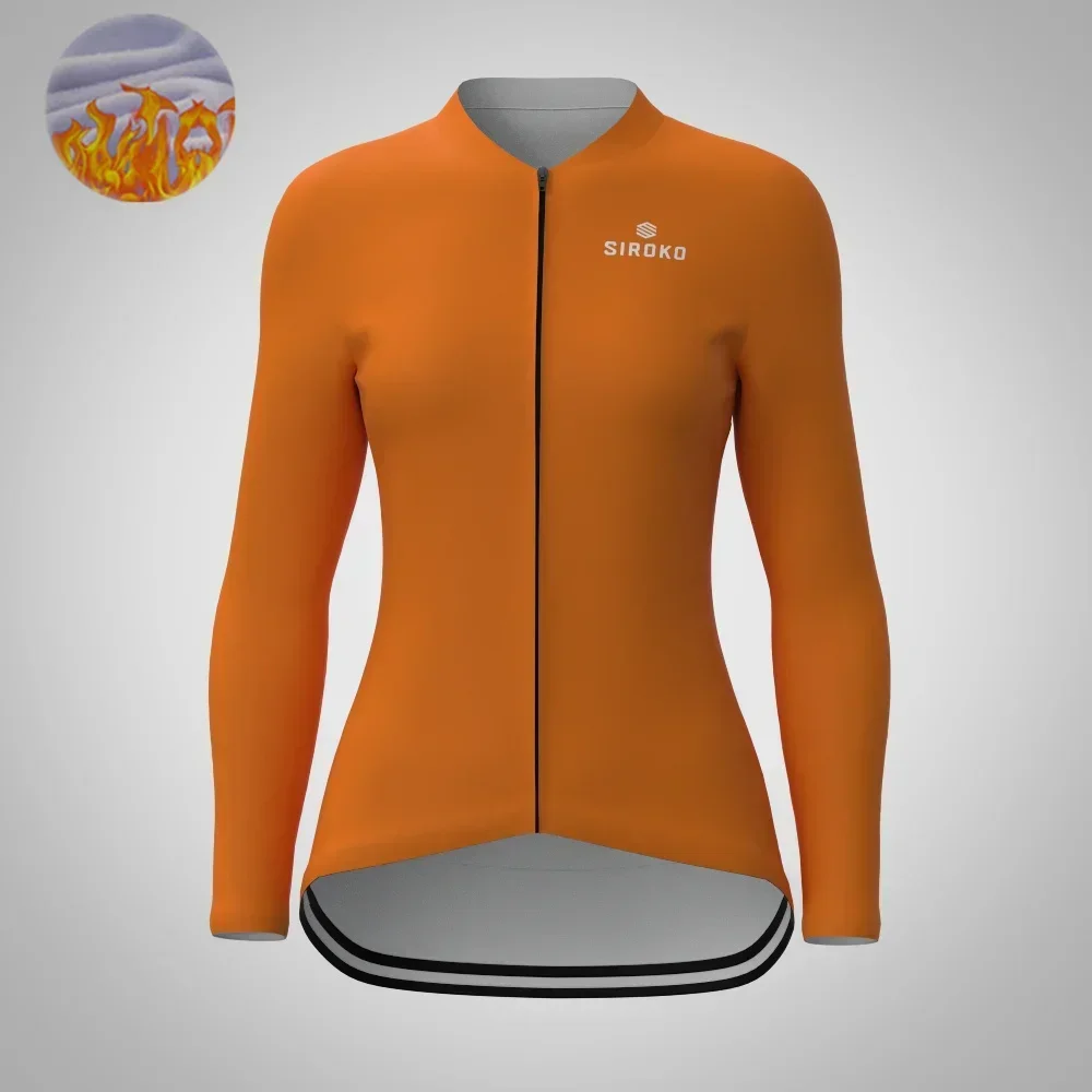 Siroko Maglia da ciclismo da donna Pro Team Uniforme Ciclo Bici da strada Abbigliamento invernale in pile termico Abbigliamento sportivo Abbigliamento da Mtb Bicicletta