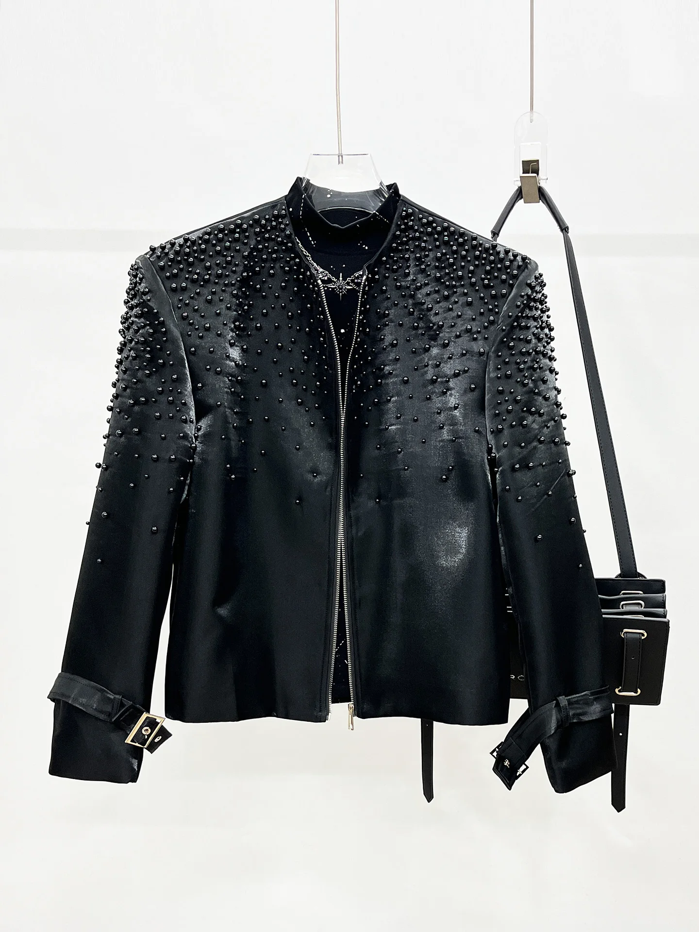 

Pearl Jaet Men's Loose Casual Stage Performance Clothes Polyester Fiber Windproof ort Sle Zipper Closure Long Sve