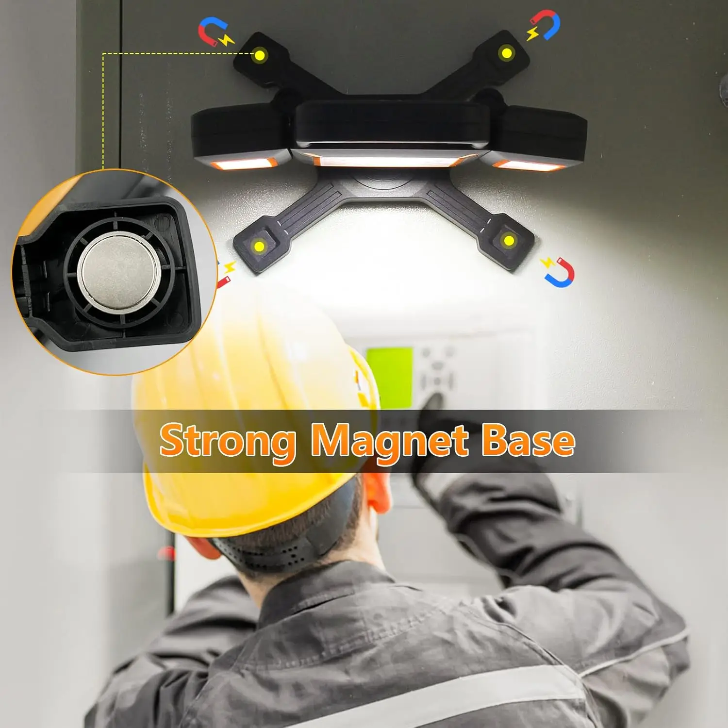 30W Rechargeable Work Light, 3000 Lumen Magnetic Work Light Battery Powered, Waterproof Portable Cordless Job Site Lighting for