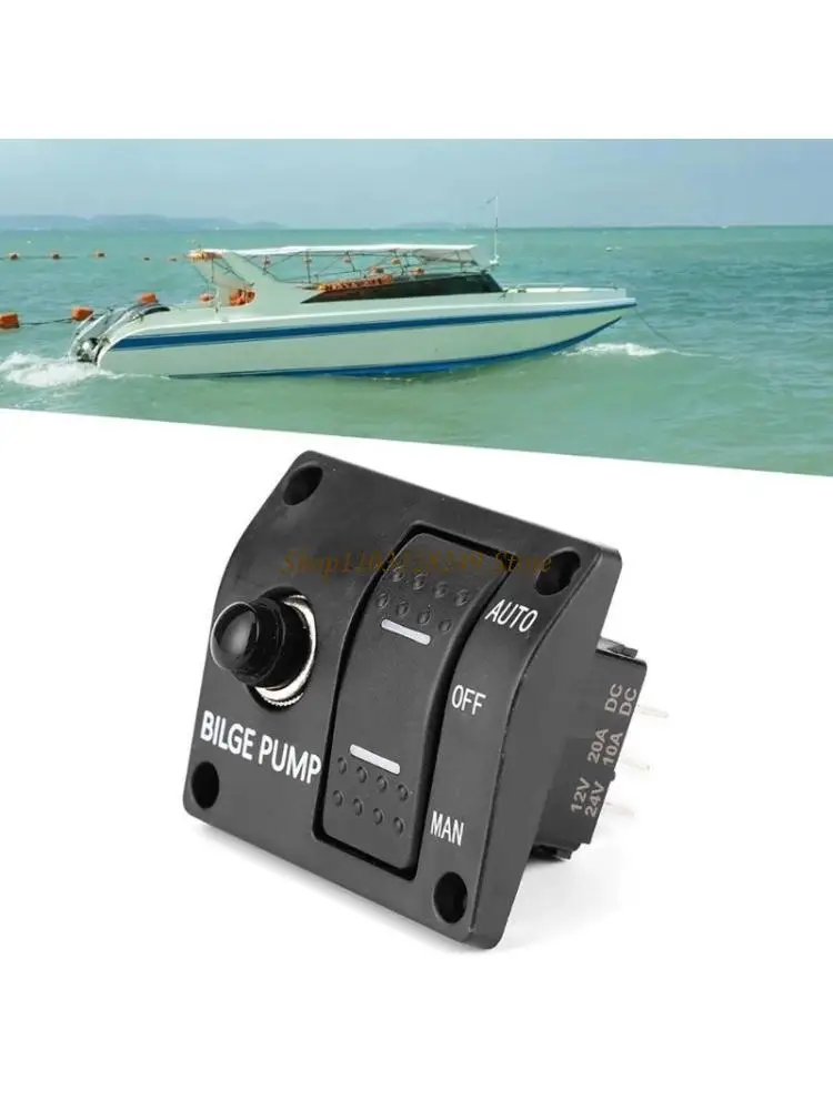 N5KD 3 Position Bilge Pump Switch Panel 12V/24V Automatic Pump Switch 15A for Boats