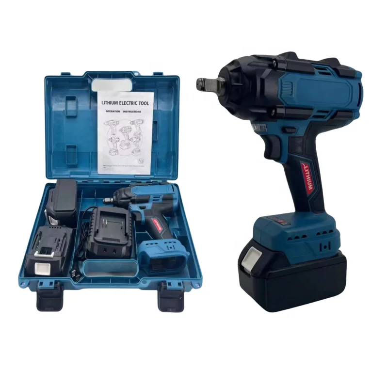 

2025High Torque Cordless Impact Wrench Rechargeable Power Tool Brushless Motor Li-ion Battery 1/2" Cordless Power Wrench Set