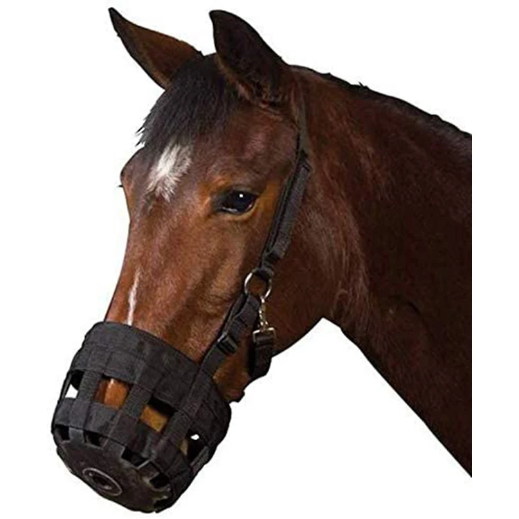 Custom High Quality Horse Feeding Brake Plastic Horse Grazing Muzzle Equestrian Equipment Horse Muzzle with Halter