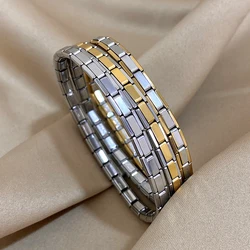 Greatera 5/10mm Two Tone Titanium Steel Bracelet Men Simple Elastic Metal Stainless Steel Watch Strap Women Detachable Bangle
