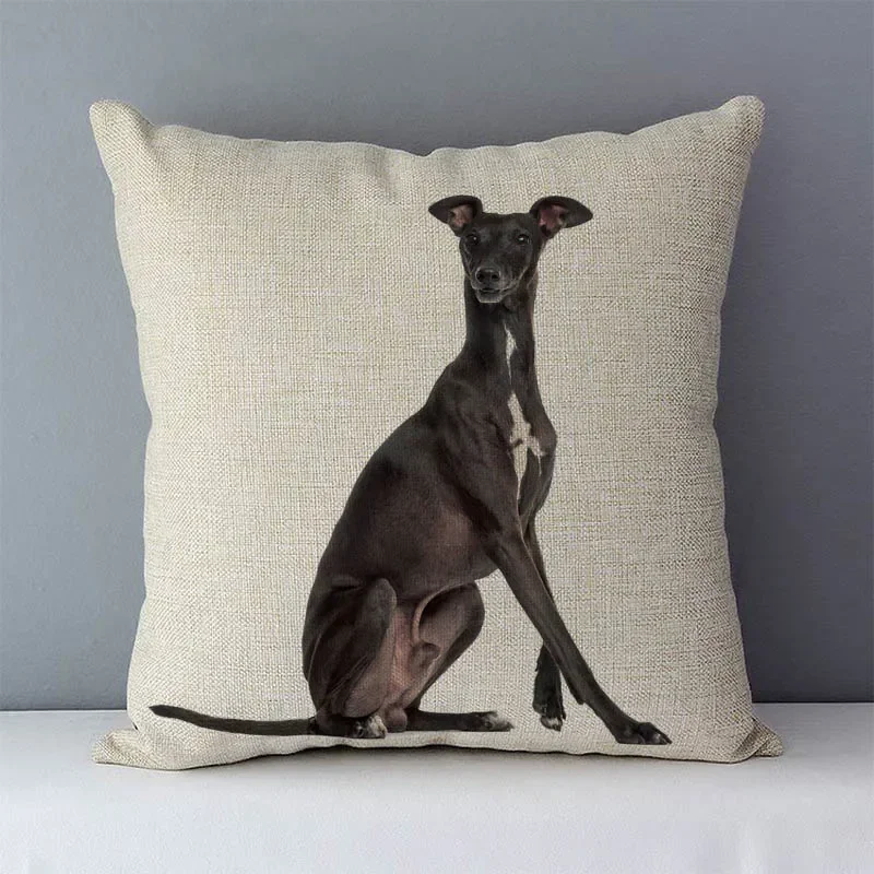 Greyhound Printed Home Decorative Cushions For Sofa 45x45cm Cozy Couch Cushion Cover Square Bed Pillow Covers Flax Linen Fabric