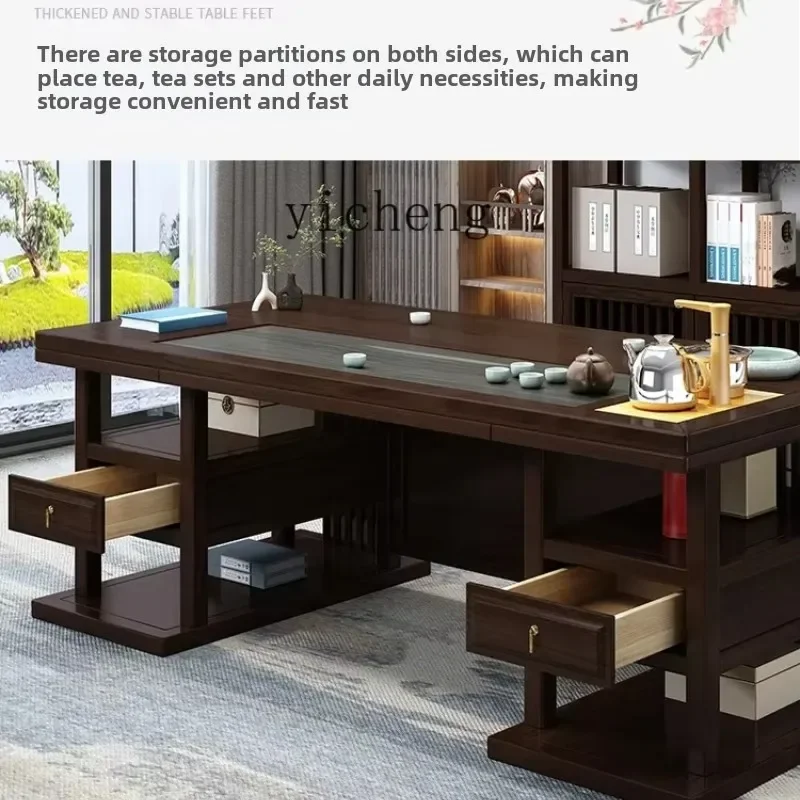 

ZC solid wood tea table and chair combination one table five chairs coffee table tea set household kung fu tea