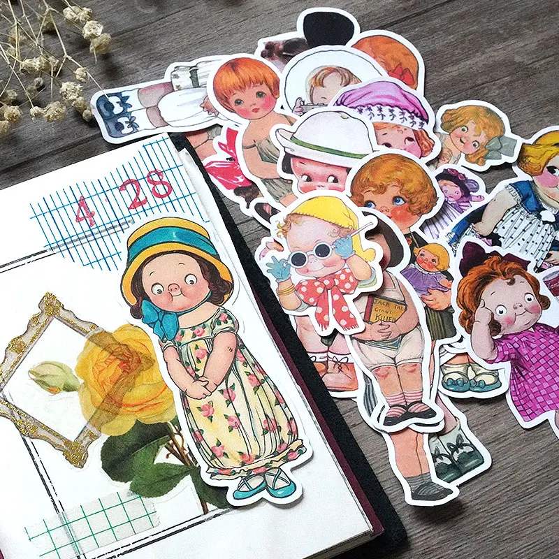 19pcs Vintage doll stickers handbook Stickers DIY Craft Photo Albums Sticker/Scrapbooking Stickers