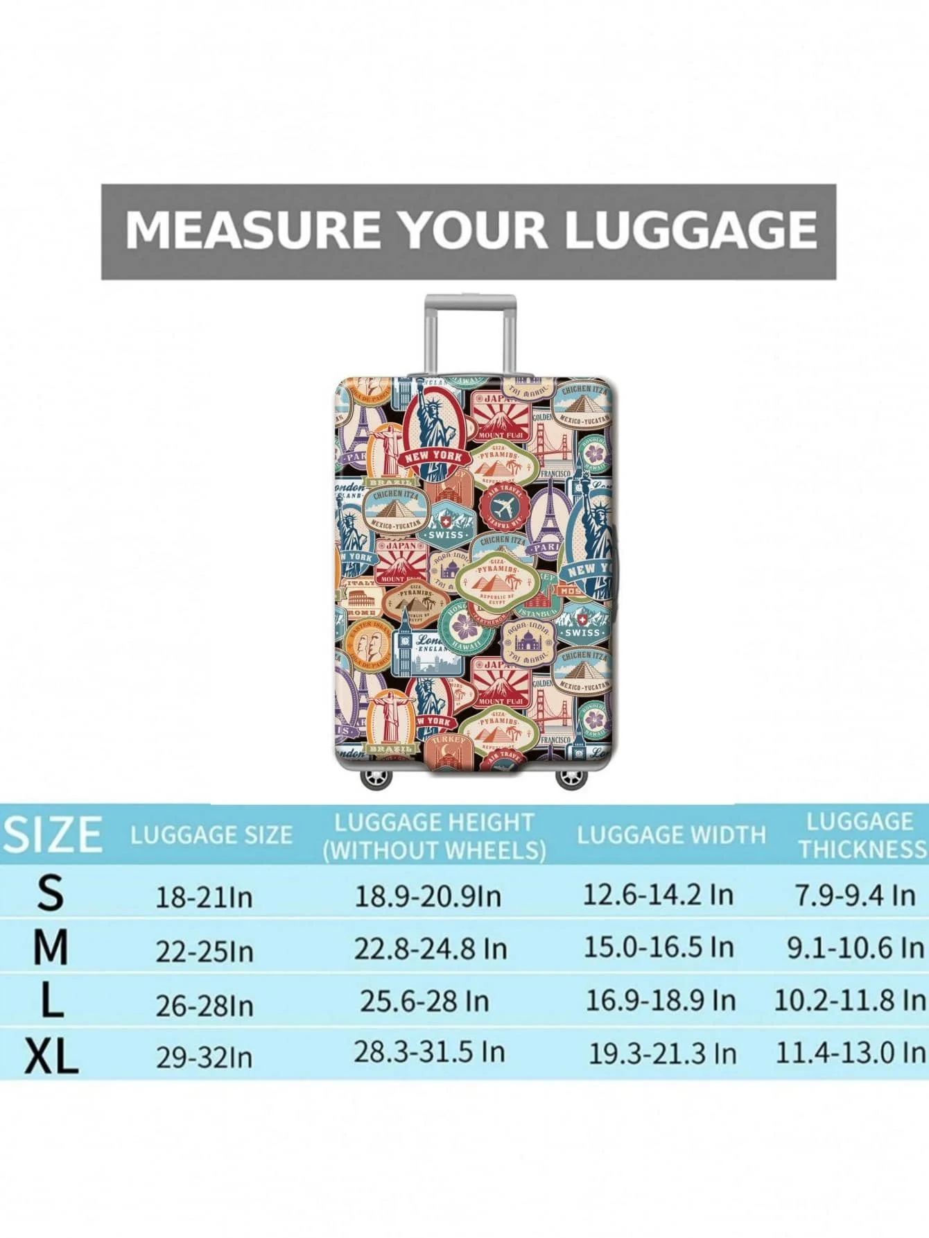 Personalized Luggage Case Suitcase Cover Thick Elastic Travel Luggage Protective Cover for 18 - 30 Baggage Detachable Dust Bags