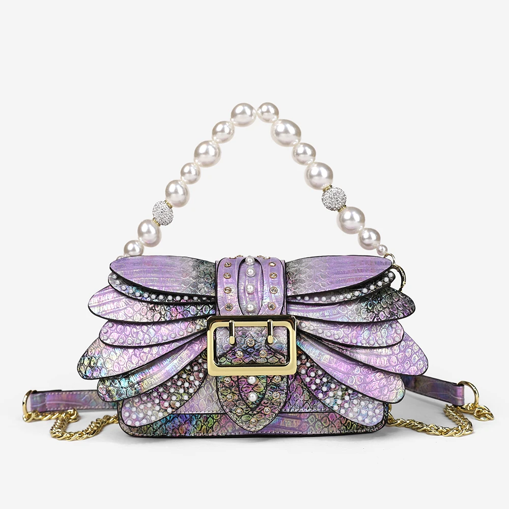 

2025 New Style Colorful Dragonfly Wing Women's Bag with Studs Shoulder Bag in Unique Shape, Fashionable Crossbody Bag