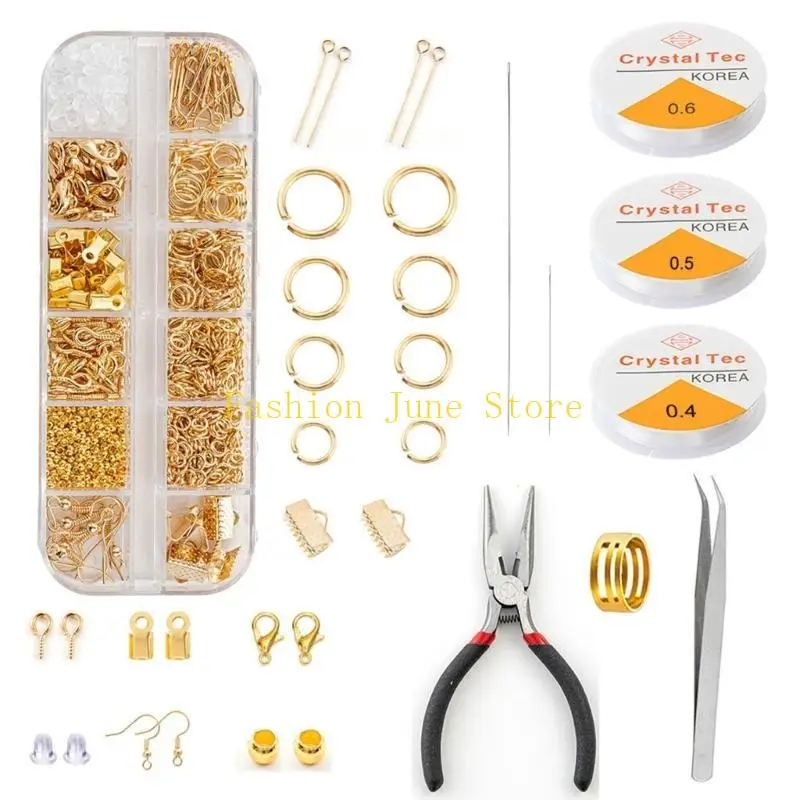 N5KA 1 Set Jewelry Making Supplies with Crimp Beads Screw Eye Pins Earring Hooks