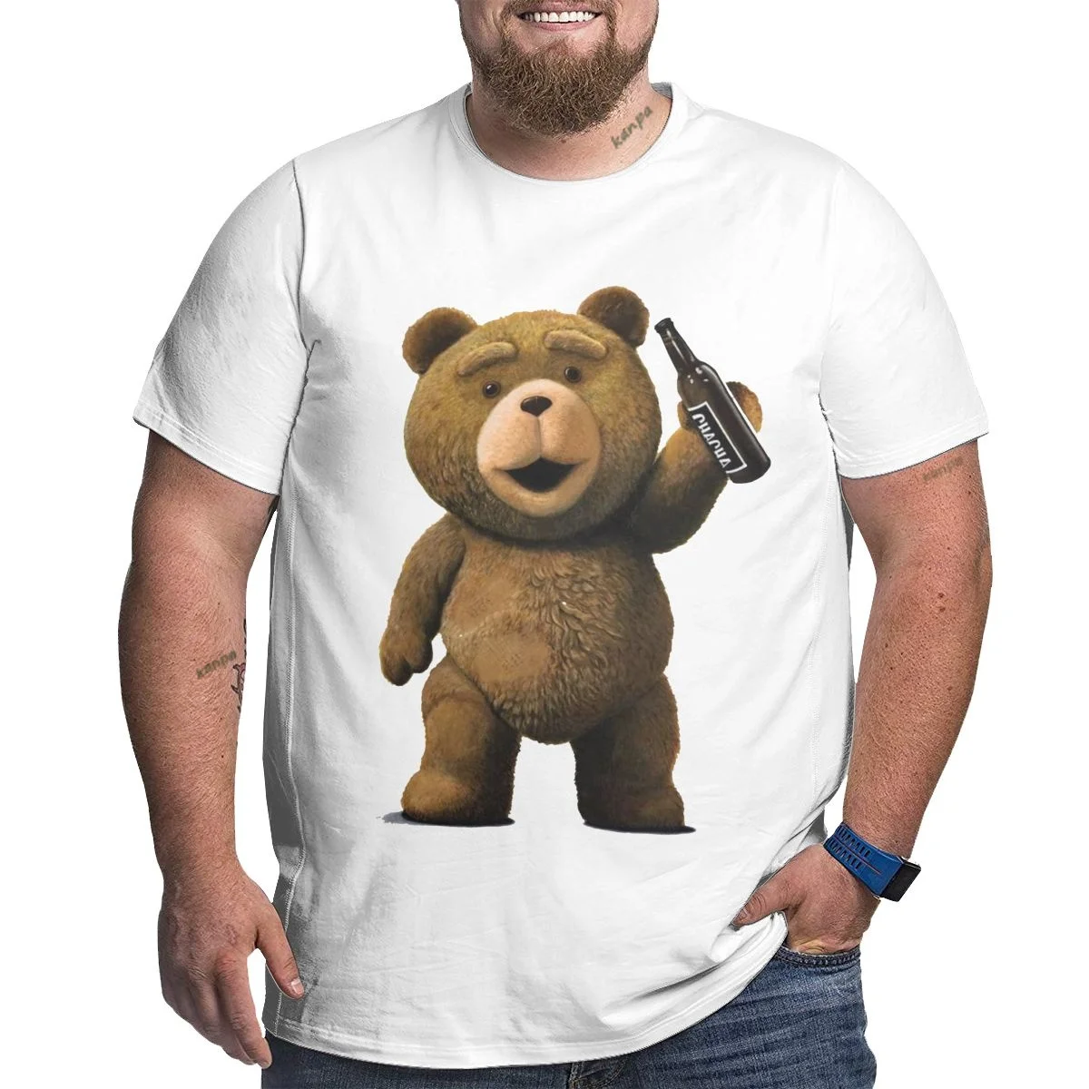 

Футболка мужская оверсайз с принтом медведя, модная тенниска из хлопка с коротким рукавом, размеры 5XL, верхняя одежда