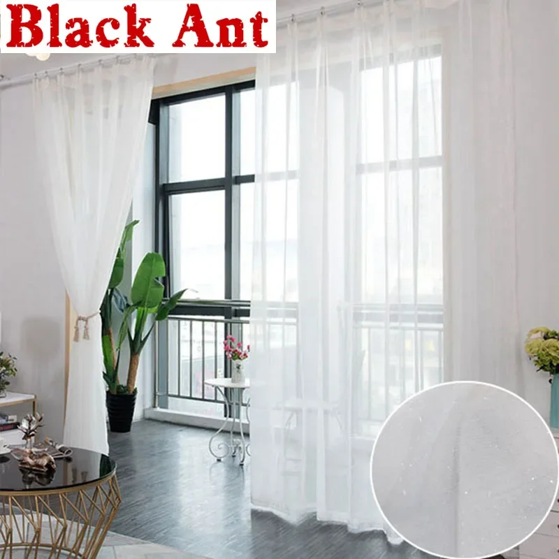 

Dream Shiny Silver Tulle Curtain Korean Bedroom White Pinstripe Gauze Kitchen Sheer Voile Beauty Salon Window Partition X-WP3964