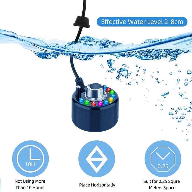 Nebulizador ultrasónico para Halloween, máquina de niebla para estanque, fuente de agua, enchufe LED para EE. UU., 4 piezas