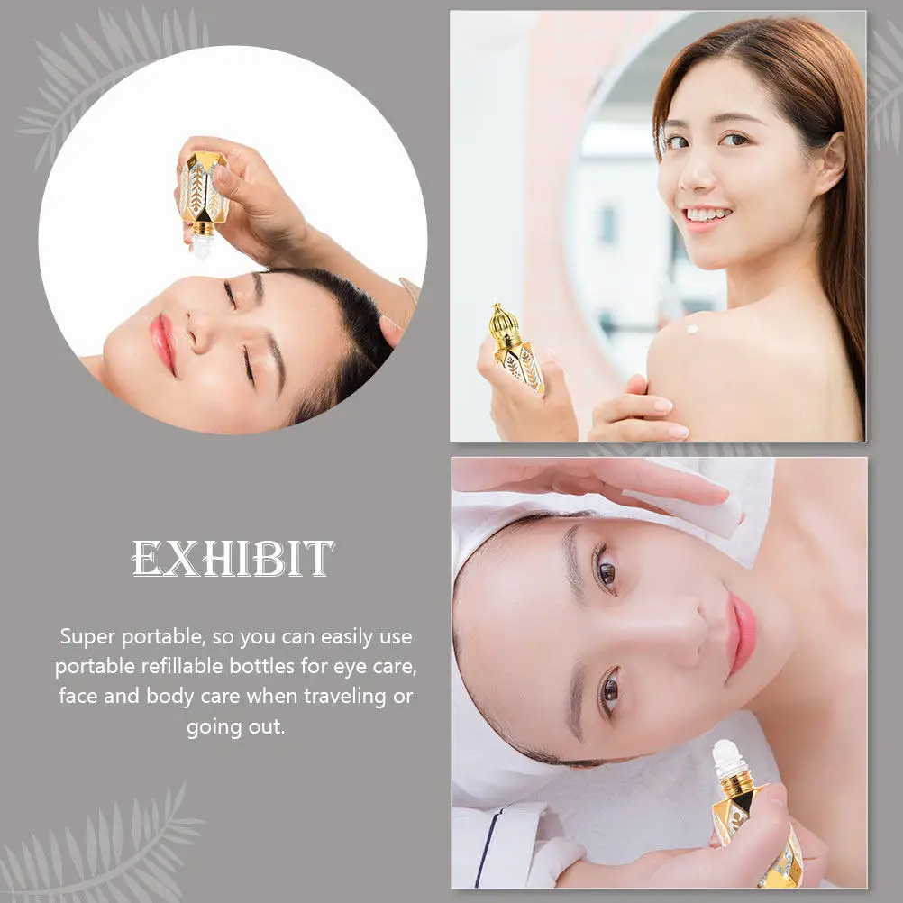 

4Pcs Essential Oil Roller Bottles Glass Portable Refillable Roll-on Bottles Perfume Containers for Aromatherapy Body Face Care