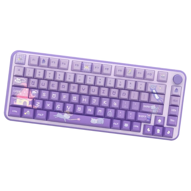 Imagem -06 - Meow Castelo Imortal Keycaps Temáticos Taro Leite Roxo Original Pbt Teclado Mecânico Compatível Compatível com Mk750 Cmk98 Teclado Ciy68mechanical 158key Perfumado