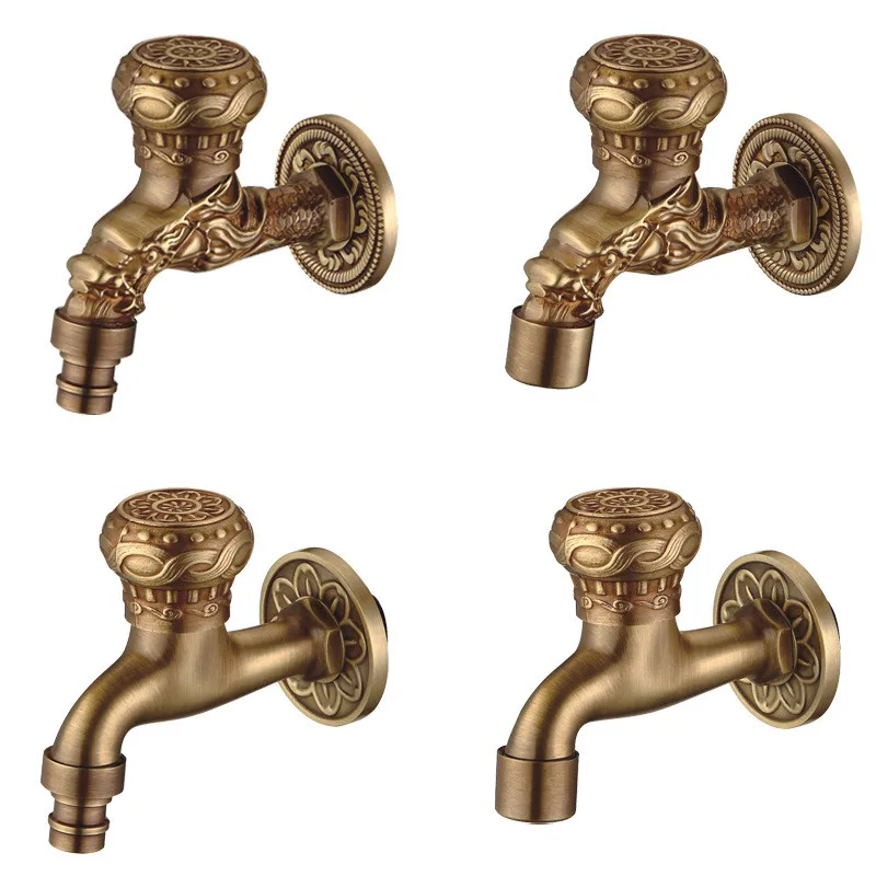 Out Door Faucet Total Brass Garden Tap Wall Mounted Antique Finished Bigcock Washing Machine Faucet