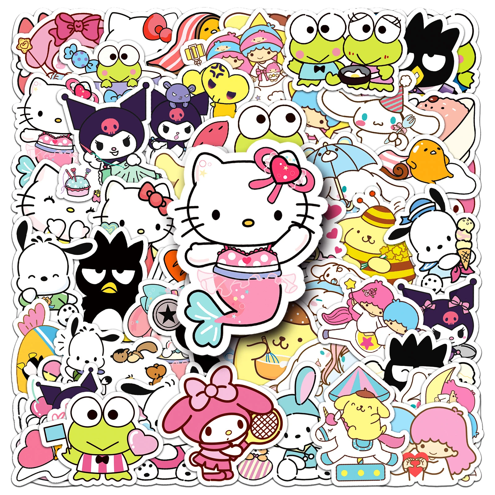 10/30/50PCS Sanrio Cartoon Stickers Cute Cinnamoroll Kuromi My Melody Sticker For Laptop Girls Sanrio My Melody Anime Kids Toys