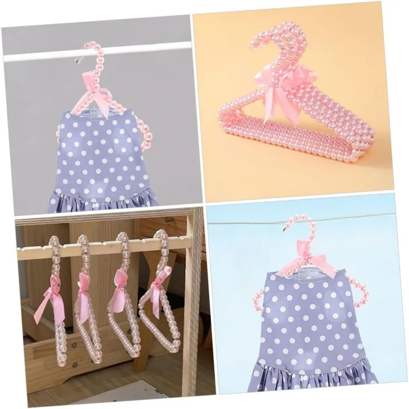 

2PCS Pearl Clothes Hanger with Ribbon Bowknot Metal Elegant for Women Bride Wedding Dress Coat Shirt Decorative Kids Dog Hangers