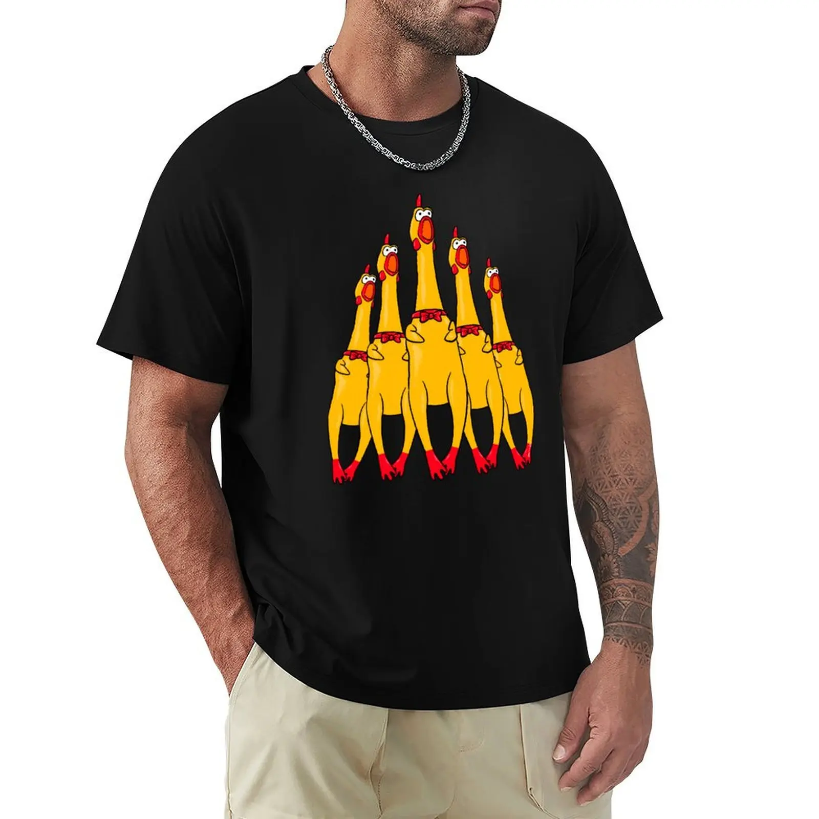 Rubber Screaming Chicken T-Shirt Casual Soft Cotton Short Sleeve Tee