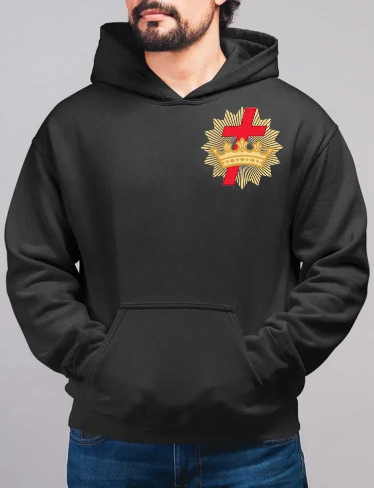 Knights Templar Cross and Crown Emblem Pullover Hoodie New 100% Cotton Comfortable Casual Mens Sweatshirt Fashion Streetwear