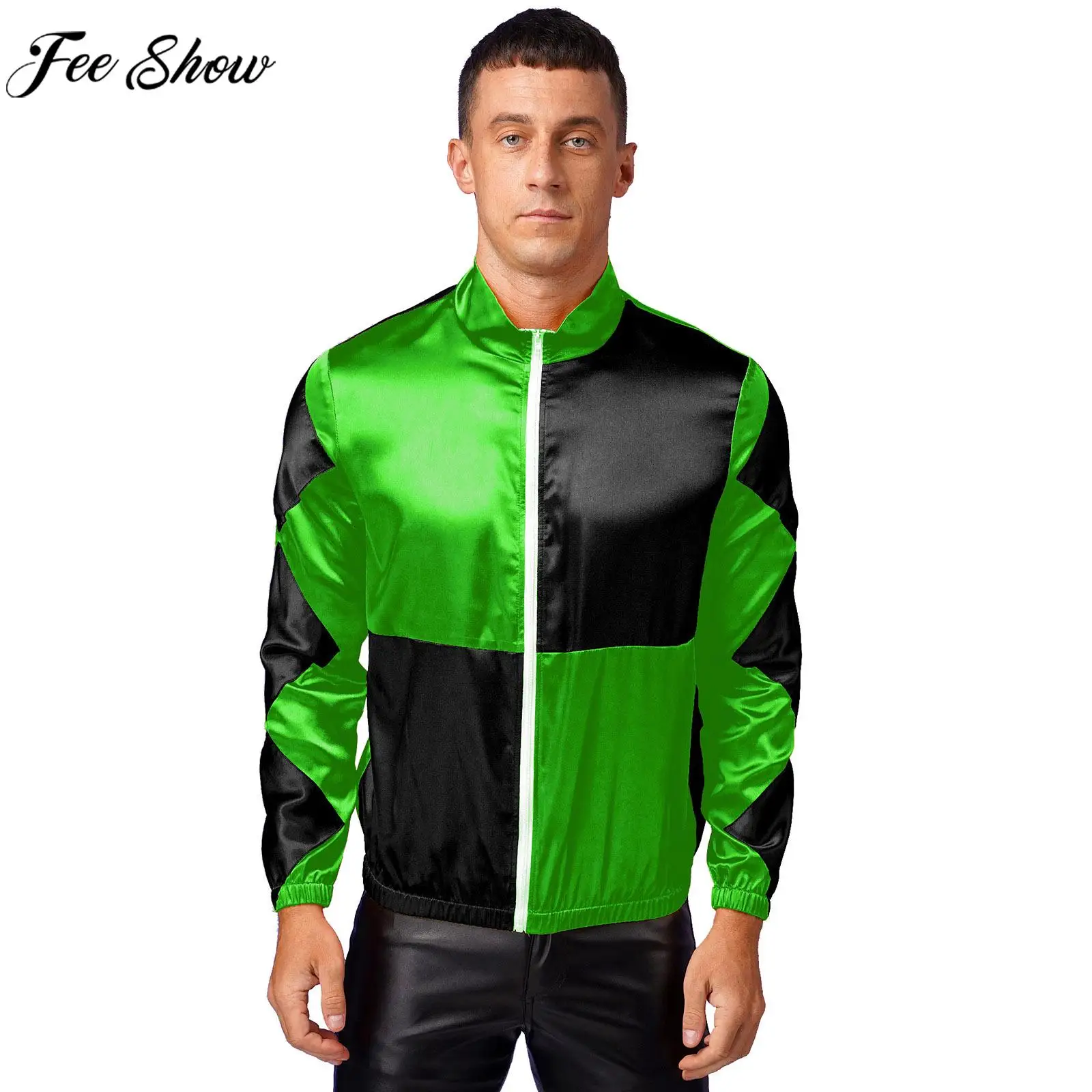 Men Halloween Party Horseman Circus Cosplay Performance Costume Long Sleeve Satin Jacket Outerwear Horse Racing Shows Clothes