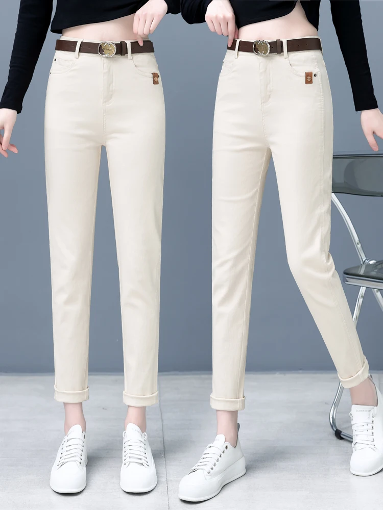 

High Waist Loose Casual Jeans Women's Spring Autumn New Style Dreamy Casual Cotton Elastic Denim Pants Slimming Versatile