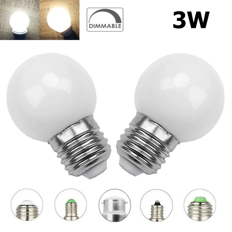 Сферическая лампочка 3W E14 LED 220V E27 6500K Холодный белый фара 360 Домашний светильник