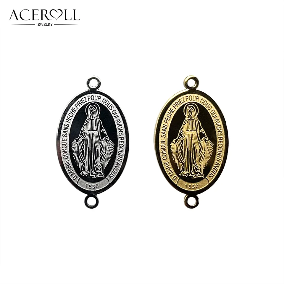 ACEROLL Stainless Steel Pendant of Miraculous Medal Accessories for Bracelet
