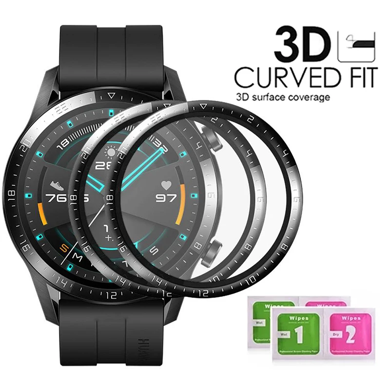 3D Curved Soft Fiber Protective Film For Huawei Watch GT 2 3 Pro GT Runner Fit 2 ES Screen Protector For Honor Magic 42mm 46mm