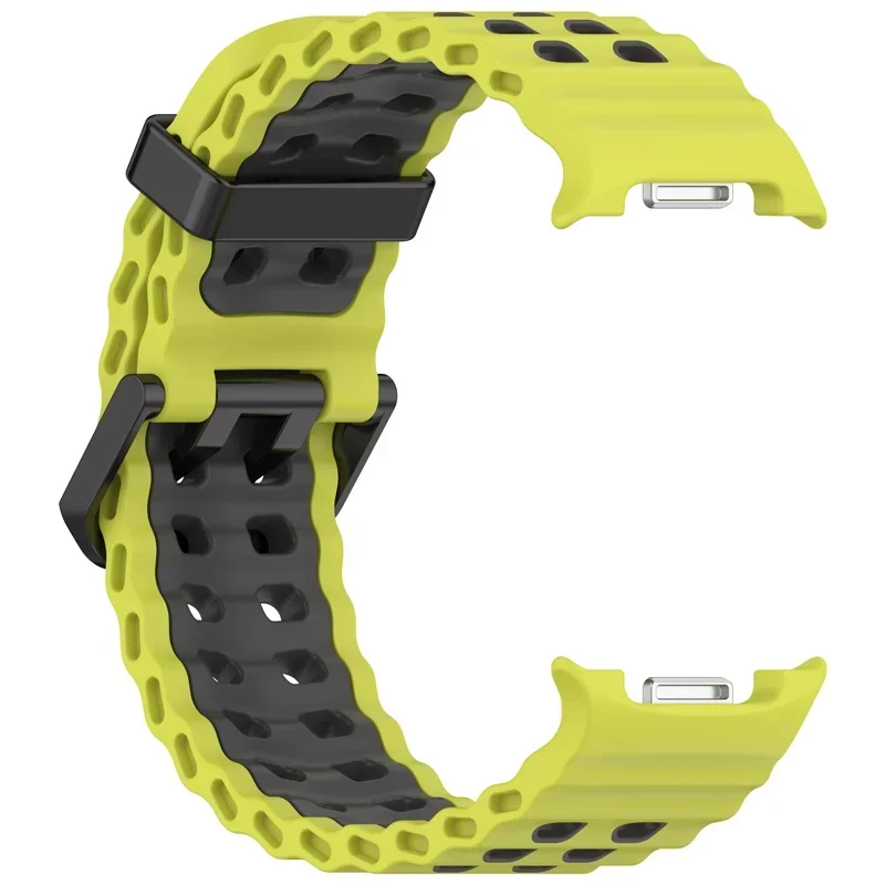 Pulseira de silicone oceano para samsung galaxy watch 8 clássico 46mm pulseira de dois tons para galaxy watch 8 40mm 44mm pulseira de fivela dupla