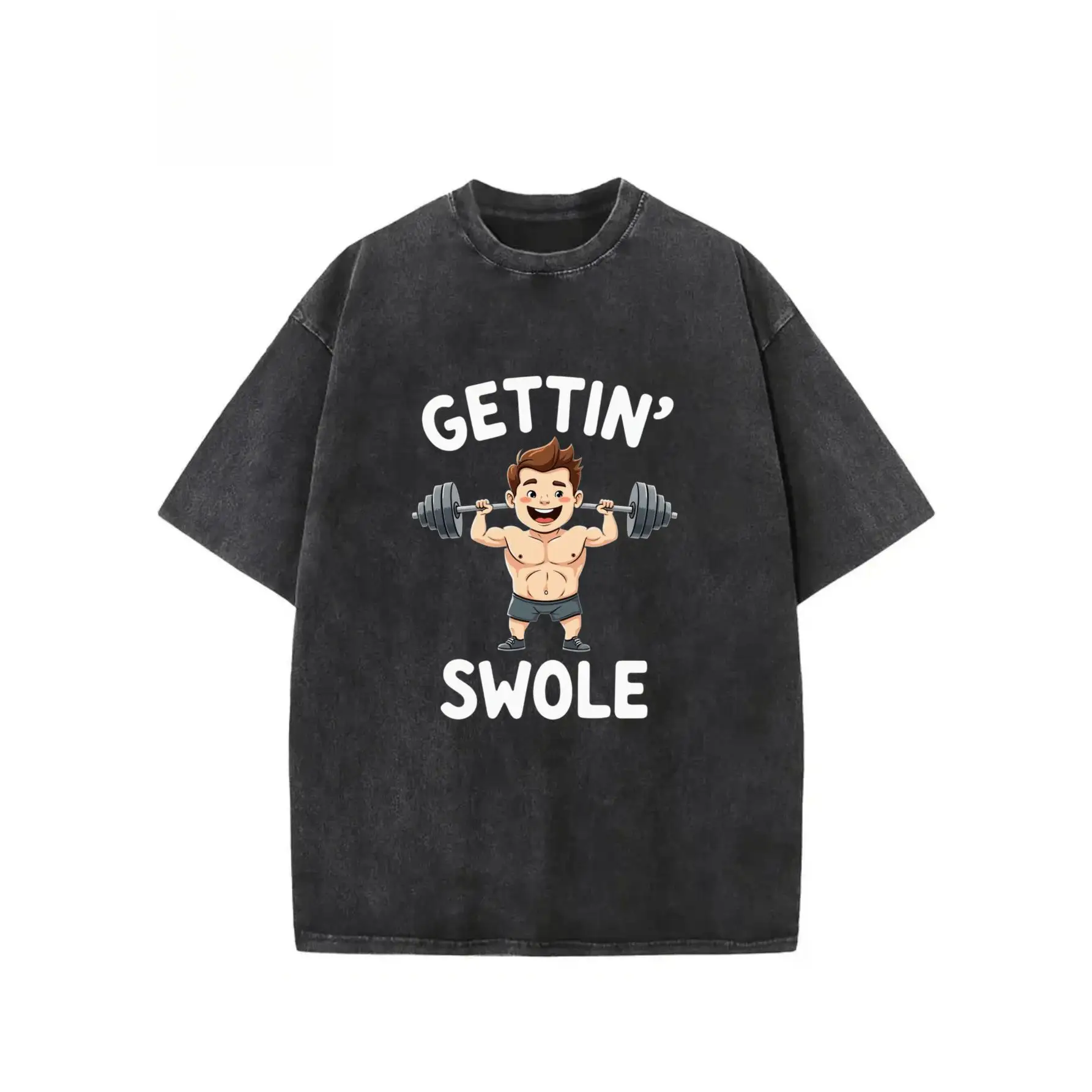 

Vintage Cotton Gettin' Swole T-Shirt Funny Oversized Gym Workout Tee Shirt Fitness Enthusiast Streetwear Gift