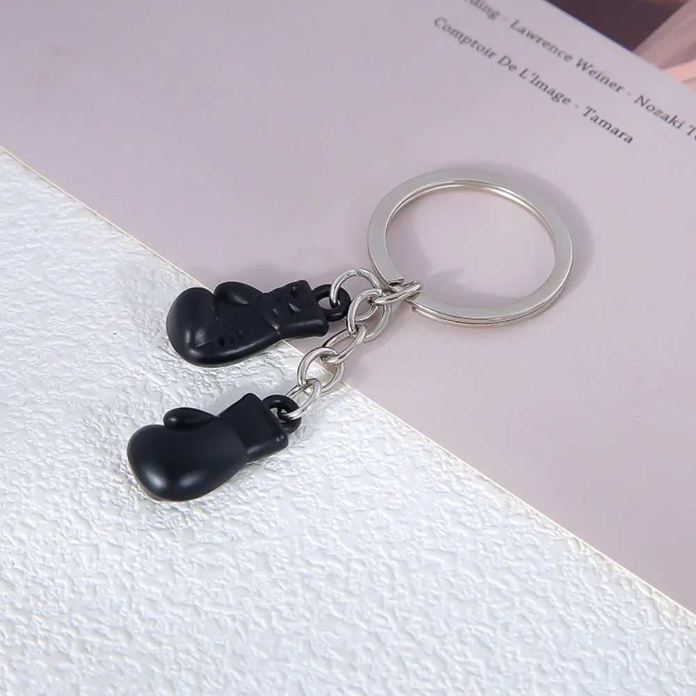 Simple Simulation Boxing Gloves Keychain 3D Sports Boxing Pendant Pair Alloy MMA Gloves Keyring Birthday Gift