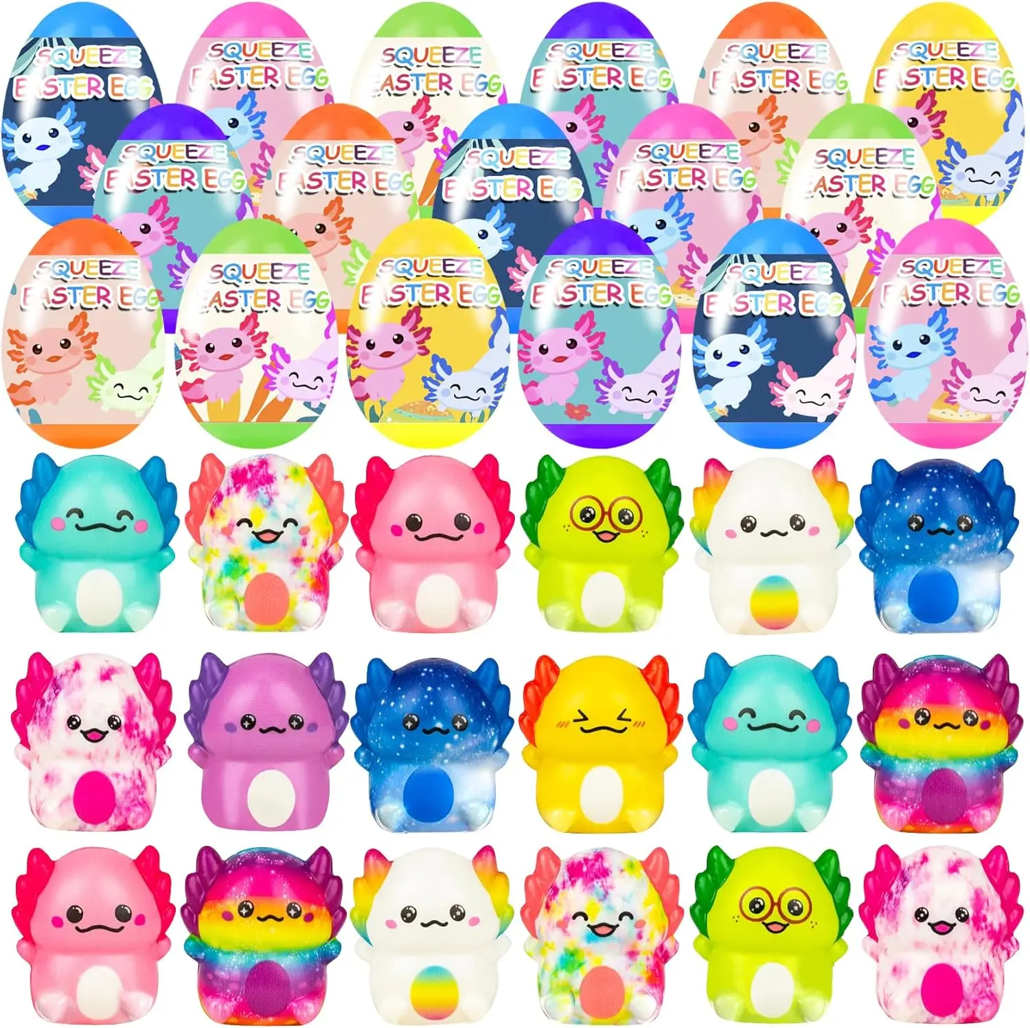 

Набор из 24 пасхальных яиц с медленно раскрывающимися мягкой игрушками-аксолотлями для мальчиков и девочек — наполнители для пасхальных корзин и сувениры для вечеринок