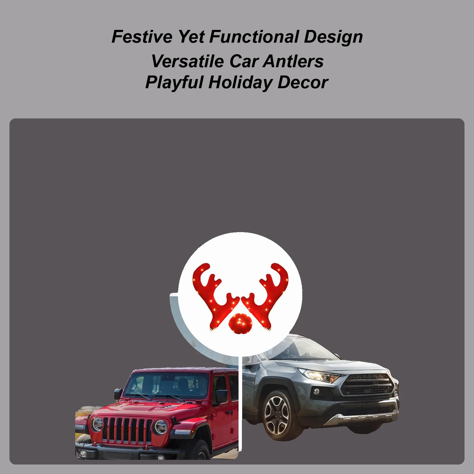 

Reindeer Car Decor Festive Auto Exterior Christmas Decor Antler Set Reindeer Kit Roofs Tops Decoration For Van SUV Shopping Mall