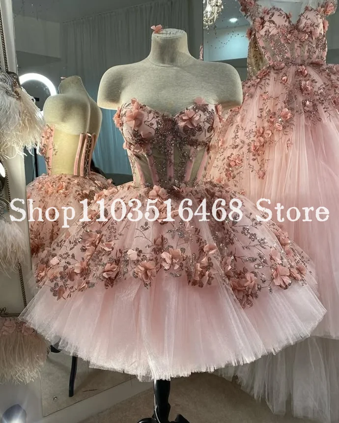 

Sweet Sheath Victoria Prom Dress Dreamy 3D Flower Applique Fishbone See Through Corset Women's Party Birthday Dress Customised