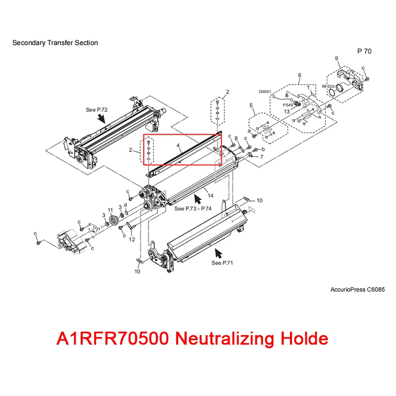 

A1RFR70500 Neutralizing Holde for Konica Minolta C12000 C14000 C1085 C1100 C6085 C8000