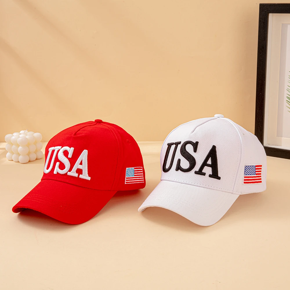 Modische USA-Buchstaben Bestickte Baseballkappe für Männer und Frauen Amerikanische Flagge Patch Verstellbare Patriotische Vatertagsmütze für Outdoor Casual Alltag – Detail 14