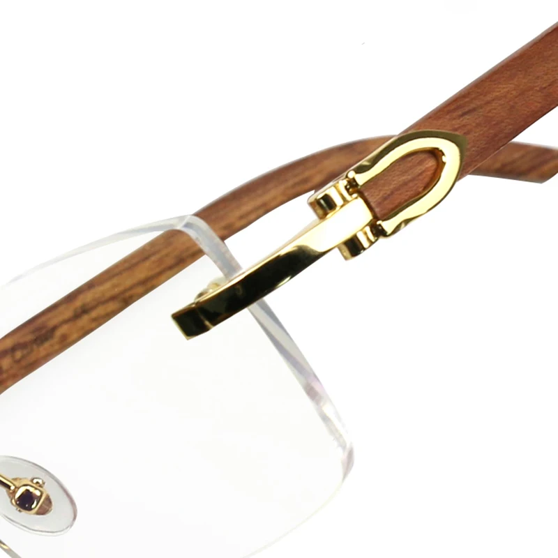 الفاخرة بدون شفة النظارات النساء الرجال فرملس خمر اليدوية إطار خشبي قصر النظر البصرية نظارات القراءة النظارات #5